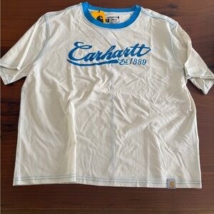 Carhartt White Tee with Blue Collar